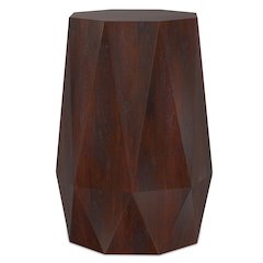 Solid Acacia Wood 15 Inch Wide Polygon Contemporary Side Table In Walnut Brown