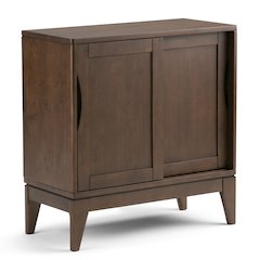 Harper Solid Hardwood Low Storage Cabinet In Walnut Brown