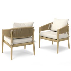 Bayshore Solid Acacia Wood Outdoor Conversation Chair (Set Of 2) In Natural