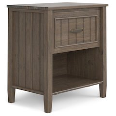 Lev Solid Wood Bedside Table In Smoky Brown