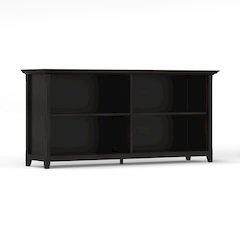 Amherst 64 inch Wide Solid Wood Transitional 4 Shelf Low Bookcase in Black