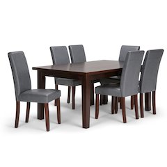 Acadian Solid Hardwood 7 Piece Dining Set In Stone Grey