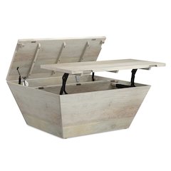 Abba 36 inch Wide Solid Mango Modern Lift Top Coffee Table in White Wash