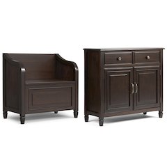 30"W Small Storage Bench and 40"W Storage Cabinet in Dark Chestnut Brown