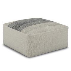 Outdoor/ Indoor Pouf In Grey And White Recycled Pet Polyester