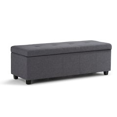 Castleford Storage Ottoman In Slate Grey Linen Look Fabric