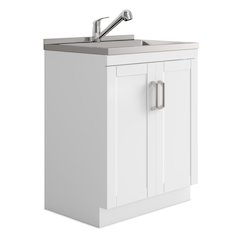 Kyle 28 Inch Laundry Cabinet With Faucet And Stainless Steel Sink In White