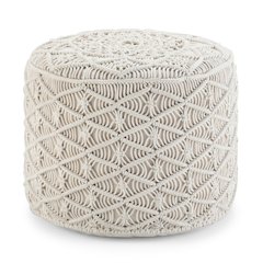 Coates Round Macrame Pouf In Natural Cotton