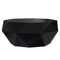 SOLID ACACIA WOOD 35 inch Wide Irregular Contemporary Coffee Table in Black