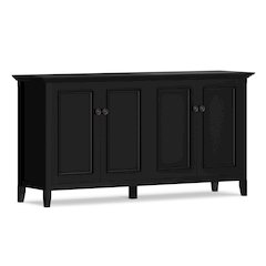 Amherst 66 inch Wide Solid Wood Transitional 4 Door Storage Cabinet in Black