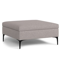 Coffee Table Storage Ottoman With Lift Up Lid In Cloud Grey Polyester Linen