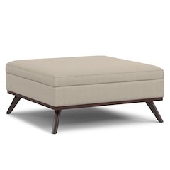 40 inch Wide Mid Century Modern Square XL Coffee Table Storage Ottoman