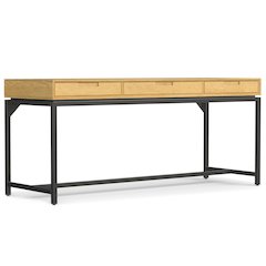 Banting Mid Century Wide Desk In Oak Veneer