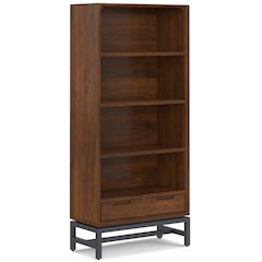 Banting Solid Wood Mid Century Bookcase In Walnut Veneer