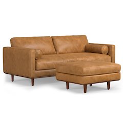 Morrison 89-Inch Sofa And Ottoman Set In Genuine Leather