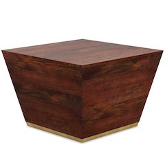 Abba Solid Mango Wood  Square Coffee Table In Cognac Brown