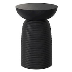 Boyd 13 inch Wide Solid Mango Contemporary Ribbed Accent Table in Black