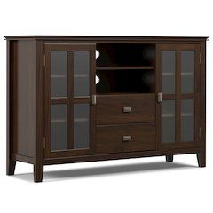 Artisan Solid Wood Tall Tv Media Stand In Tobacco Brown For Tvs Up To 60 Inches