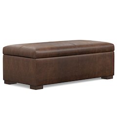 Gabbie Rectangular Storage Ottoman in Distressed Chestnut Brown