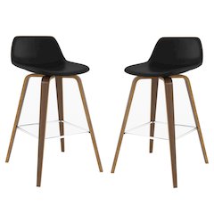 Randolph Bentwood Counter Height Stool (Set Of 2) In Black Vegan Faux Leather