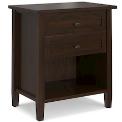 Warm Shaker Solid Wood 24 inch Wide Transitional Nightstand in Tobacco Brown