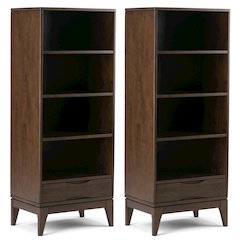 Harper 24 Inch Solid Wood 4 Shelf Bookcase In Walnut Brown (Set Of 2)