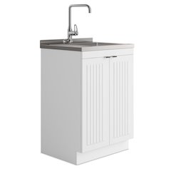 Murphy 24 Inch Laundry Cabinet With Faucet And Stainless Steel Sink In White