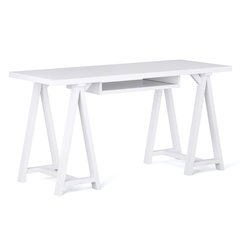 Sawhorse Solid Wood Desk In White
