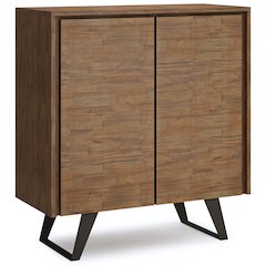 Lowry Solid Acacia Wood Medium Storage Cabinet In Rustic Natural Aged Brown