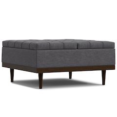 Mariah Lift Top Table Storage Ottoman in Slate Grey  Polyester Linen