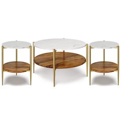 30 inch Wide Coffee Table with 2 18 inch Wide End Tables(Set of 3)