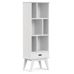 Draper Solid Hardwood Mid Century Bookcase And Storage Unit In White