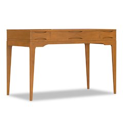 48 inch Wide Solid Hardwood Mid-Century Modern Small Desk in Light Golden Brown