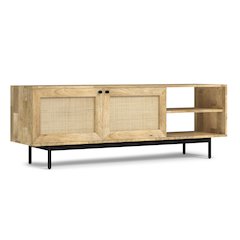 Reeves Solid Mango Wood Tv Media Stand In Natural For Tvs Up To 65 Inches