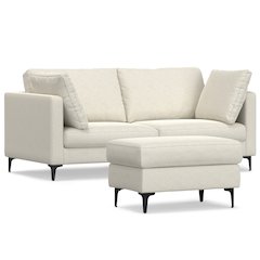 Ava 76-Inch Sofa And Ottoman Set In Tightly Woven Performance Fabric