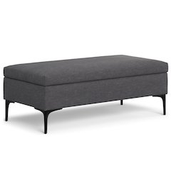 Large Coffee Table Storage Ottoman with Lift up Lid in Slate Grey Polyester