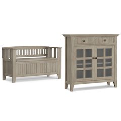 48 inch Wide Storage Bench and 36 inch Wide Storage Cabinet in Distressed Grey