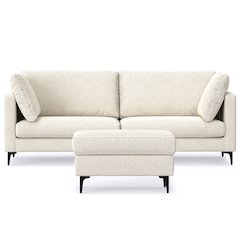 Ava 90-Inch Sofa And Ottoman Set In Tightly Woven Performance Fabric