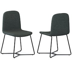 Wilcox Contemporary Dining Chair (Set Of 2) In Charcoal Grey Woven Fabric