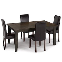 Acadian Solid Hardwood 5 Piece Dining Set In Tanners Brown