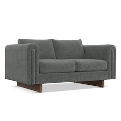 61 Wide Contemporary Loveseat Sofa in Dark Grey Tightly Woven Performance Fabric