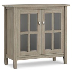 Warm Shaker Solid Wood Low Storage Cabinet In Distressed Grey