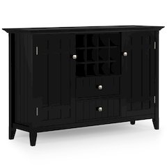 Bedford Solid Wood Sideboard Buffet And Wine Rack In Black