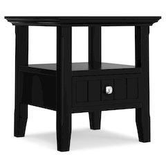 Acadian 19 Inch Wide Solid Wood Transitional End Table With Drawer In Black