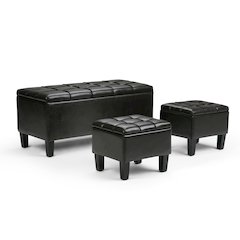 Dover 3 Piece Storage Ottoman In Tanners Brown Vegan Faux Leather