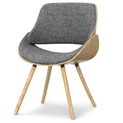Malden Bentwood Dining Chair With Wood Back In Light Wood In Grey Woven Fabric