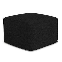 Chantal 24 inch Wide Contemporary Pouf in Black Boucle Fabric