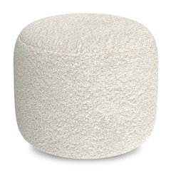 Chantal 18 inch Wide Contemporary Pouf in White Boucle Fabric