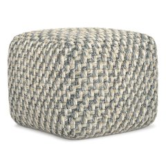 Beatrix 18 inch Wide Boho Pouf in Multicolor PET Polyester, Assembled
