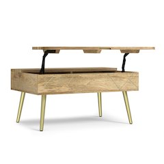Jager Solid Mango Wood Lift Top Coffee Table In Natural